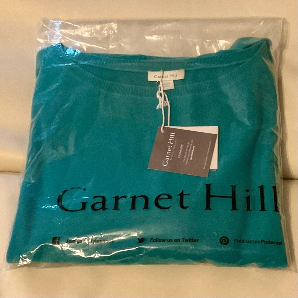 Garnet Hill Oversized Aqua Cashmere Sweater, EUC, 3/4 Sleeves Freshly Drycleaned